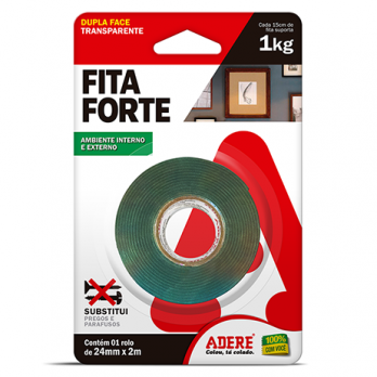 FITA FORTE DUPLA FACE TRANSPARENTE 24MM X 2M ADERE