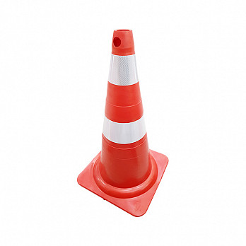 CONE FLEXÍVEL LARANJA BRANCO 75CM NBR 15071 PLASTCOR 