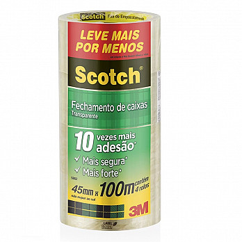 KIT 4 ROLOS FITA PARA EMBALAGEM 3M 5802 45MM X 100 METROS